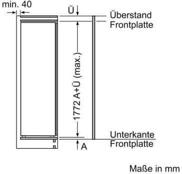 Bosch KIL82NSE0 Serie 2 Einbau Kühlschrank mit Gefrierfach, Nichenhöhe 177,5 cm, 280 L, Schlepptürtechnik, Vario Zone, weiß