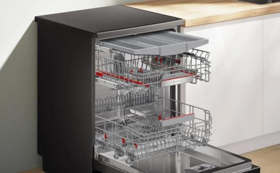 Bosch SMS6ECC12E Serie 6 Stand Geschirrpüler, 60 cm breit, 14 Maßgedecke, AquaStop, Kindersicherung, HomeConnect, Gebürsteter schwarzer Stahl mit Anti-Fingerprint