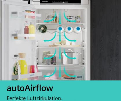 Siemens KI87VNSE0 iQ100 Einbau Kühl-Gefrierkombination, Nischenhöhe 177,5 cm, 270 L, Schleppscharnier, lowFrost, auto Airflow, safety Glas