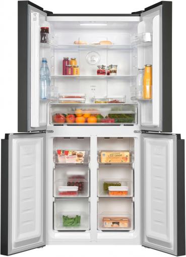 Exquisit MD365-125-040D Stand Side-By-Side Kombination Multidoor, 79 cm breit, 362 L, NoFrost, ECO-Function, LED Beleuchtung, inoxlook-az