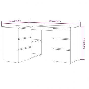 Eckschreibtisch Grau Sonoma 145x100x76 cm Holzwerkstoff