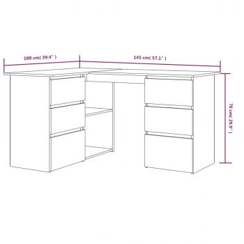 Eckschreibtisch Braun Eichen-Optik 145x100x76 cm Holzwerkstoff