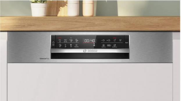 Bosch SMI6ECS12E Serie 6 Teilintegrierter Geschirrspüler, 60 cm breit, 14 Maßgedecke, AquaStop, Vario Schublade, Eco Silence Drive, AquaSensor, HomeConnect, Gebürsteter Stahl