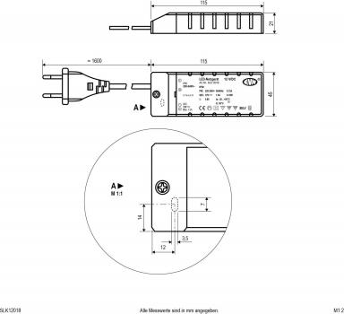 EVN SLK-Serie Netzgerät 12V/DC, 0,1-36W, IP20, Primär: 100-240V (SLK12036)
