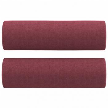 2-Sitzer-Sofa mit Zierkissen Weinrot 140 cm Stoff