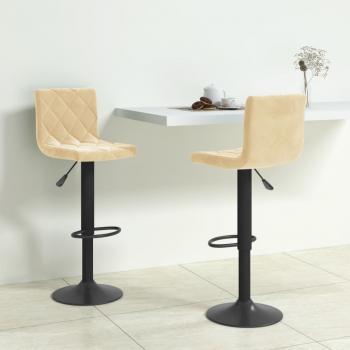 ARDEBO.de - Barhocker 2 Stk. Creme Samt