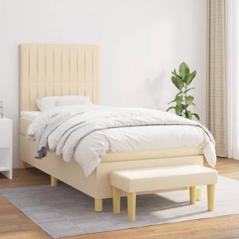 ARDEBO.de - Boxspringbett mit Matratze Creme 80x200 cm Stoff