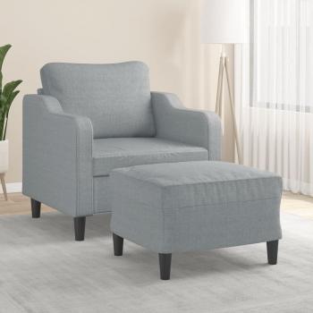 ARDEBO.de - Sessel mit Hocker Hellgrau 60 cm Stoff