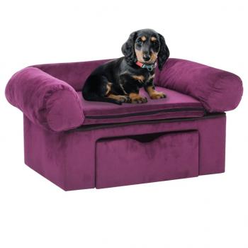 ARDEBO.de - Hundesofa mit Schublade Burgunderrot 75x50x38 cm Plüsch