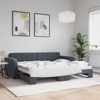 ARDEBO.de - Tagesbett Ausziehbar Dunkelgrau 90x200 cm Samt