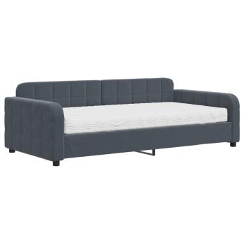 Tagesbett mit Matratze Dunkelgrau 100x200 cm Samt