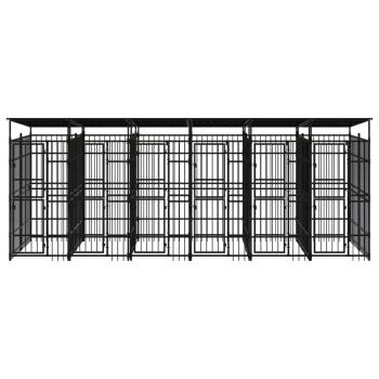 Outdoor-Hundezwinger mit Dach Stahl 11,06 m²