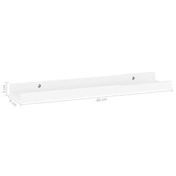 Wandregale 2 Stk. Hochglanz-Weiß 40x9x3 cm