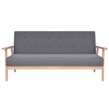 Sofa-Set 2-tlg. Stoff Dunkelgrau