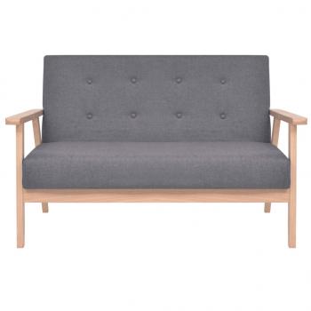 Sofa-Set 2-tlg. Stoff Dunkelgrau