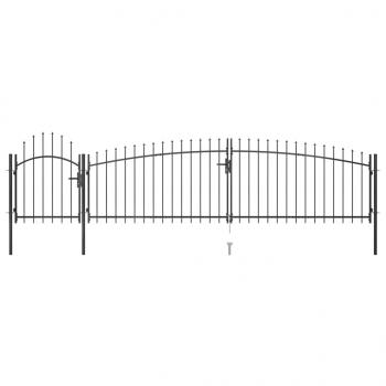 ARDEBO.de - Gartentor mit Speerspitzen 5x1,5 m Schwarz