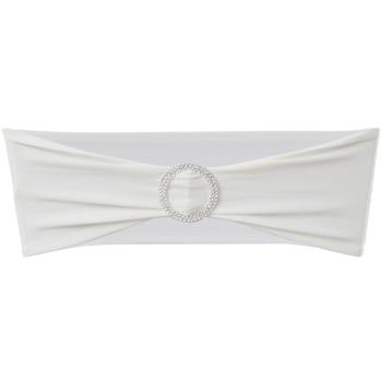 25 x Stretch Stuhlschleifen + Diamant Schnalle cremefarben