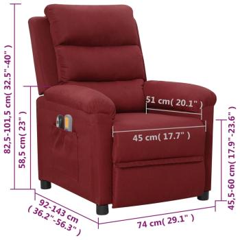 Massagesessel Elektrisch Weinrot Stoff