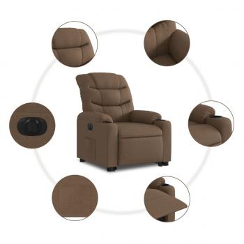Relaxsessel mit Aufstehhilfe Elektrisch Braun Stoff