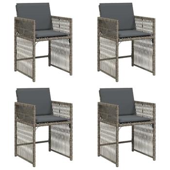 Gartenstühle mit Kissen 4 Stk. Grau Poly Rattan