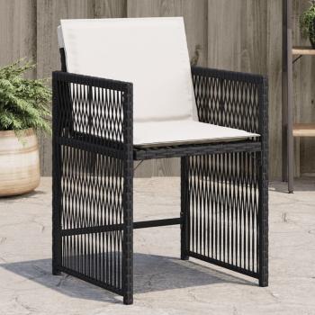 ARDEBO.de - Gartenstühle mit Kissen 4 Stk. Schwarz Poly Rattan
