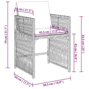 Gartenstühle mit Kissen 4 Stk. Schwarz Poly Rattan