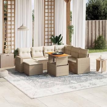ARDEBO.de - 8-tlg. Garten-Sofagarnitur mit Kissen Beige Poly Rattan