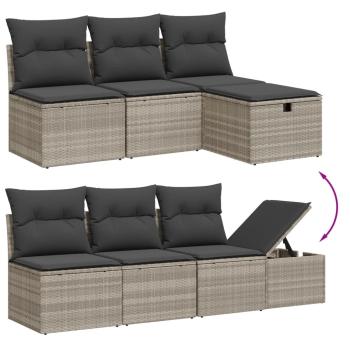 ARDEBO.de - 8-tlg. Garten-Sofagarnitur mit Kissen Hellgrau Poly Rattan