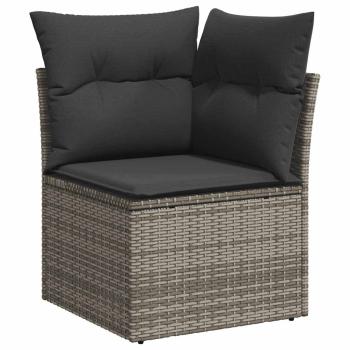 8-tlg. Garten-Sofagarnitur mit Kissen Hellgrau Poly Rattan