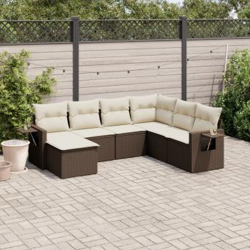 ARDEBO.de - 7-tlg. Garten-Sofagarnitur mit Kissen Braun Poly Rattan