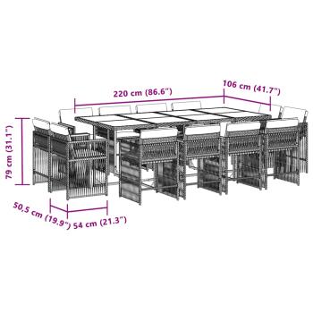 13-tlg. Garten-Essgruppe mit Kissen Beigemischung Poly Rattan