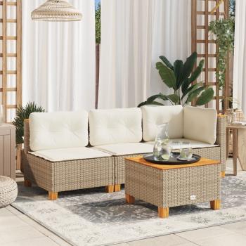 ARDEBO.de - Gartentisch Beige 55x55x36 cm Poly Rattan Akazienholz