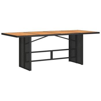 ARDEBO.de - Gartentisch mit Holzplatte Schwarz 190x80x75 cm Poly Rattan