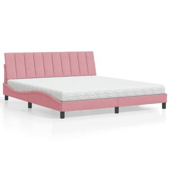 ARDEBO.de - Bett mit Matratze Rosa 180x200 cm Samt