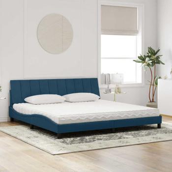 ARDEBO.de - Bett mit Matratze "Hanko" Blau 200x200 cm Samt