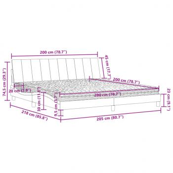 Bett mit Matratze Dunkelgrau 200x200 cm Samt
