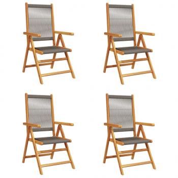 Gartenstuhl Verstellbar 4 Stk. Grau Massivholz Akazie