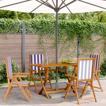 ARDEBO.de - Gartenstühle Verstellbar 4 Stk. Blau Weiß Stoff und Massivholz