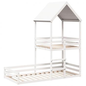 ARDEBO.de - Etagenbett mit Dach Weiß 80x200 cm Massivholz Kiefer