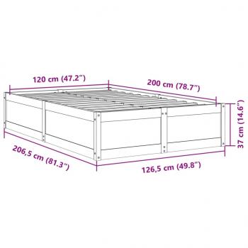 Massivholzbett ohne Matratze Wachsbraun 120x200 cm Kiefernholz