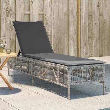 ARDEBO.de - Sonnenliege mit Auflage Hellgrau Poly Rattan