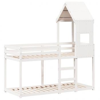 ARDEBO.de - Etagenbett mit Dach Weiß 90x190 cm Massivholz Kiefer