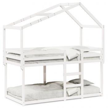 ARDEBO.de - Etagenbett mit Dach Weiß 75x190 cm Massivholz Kiefer