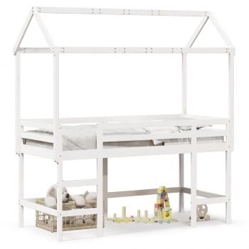 ARDEBO.de - Hochbett mit Leiter und Dach Weiß 90x190 cm Massivholz Kiefer