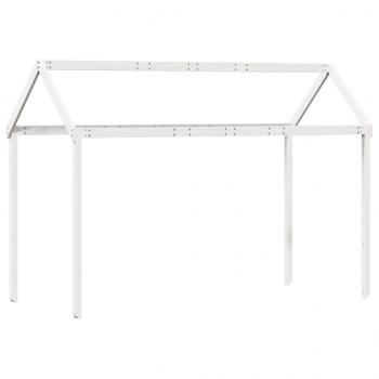 Hochbett mit Leiter und Dach Weiß 90x190 cm Massivholz Kiefer