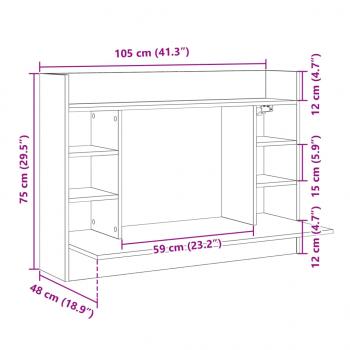 Wand-Schreibtisch Grau Sonoma 105x48x75 cm Holzwerkstoff