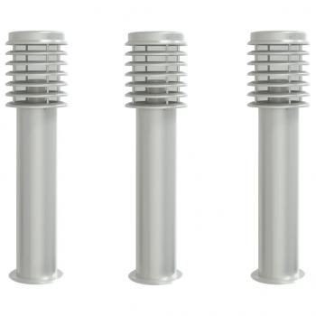 Wegeleuchten 3 Stk. Silbern 60 cm Edelstahl