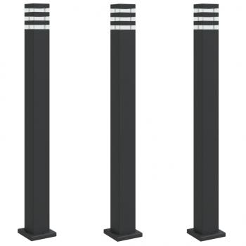 Wegeleuchten 3 Stk. Schwarz 110 cm Aluminium
