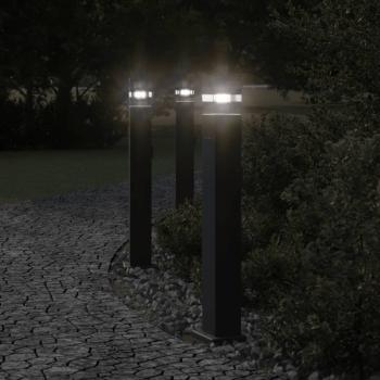 ARDEBO.de - Wegeleuchten mit Steckdose 3 Stk. Schwarz 80 cm Aluminium