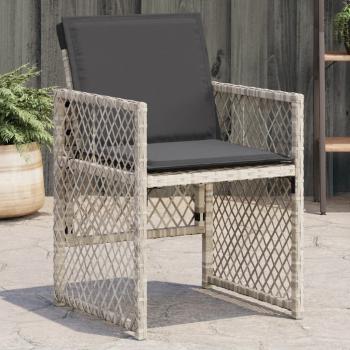 ARDEBO.de - Gartenstühle mit Kissen 4 Stk. Hellgrau Poly Rattan